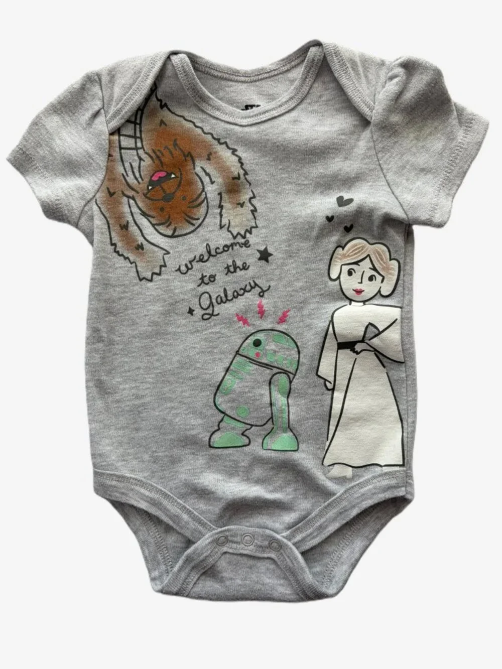 Star Wars Baby Girl Bodysuits 3-6 Months Set of 4 Grogu Leia R2-D2 Yoda Disney
